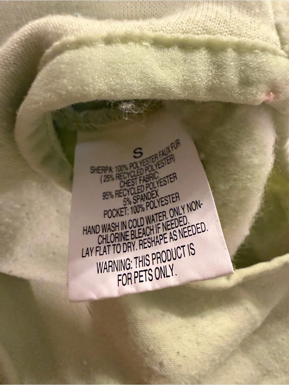 Like New Excellent Condition Green Checkered Sherpa Dog Jacket Size Small